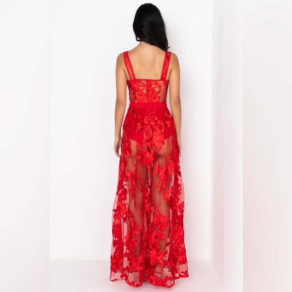 AKIRA Red Floral Maxi Dress - Picture 4 of 10